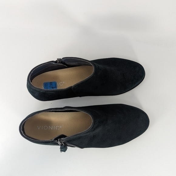 Vionic Serena Black Suede Ankle Boots Orthaheel Booties Wms Sz 10‎ - Picture 7 of 9